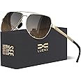 LUENX Aviator Sunglasses for Men Women Polarized New Shades Large Metal Frame - UV 400 Protection