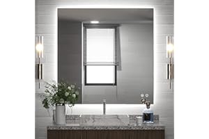 TETOTE 36 x 36 Inch LED Backlit Mirror with Light Bathroom,Anti-Fog,Dimmable,CRI90+,IP 54Water Proof,Vanity Mirror with Light,Wall Mounted,Horizontal/Vertical