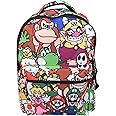 Nintendo Super Mario Backpack for Boys & Girls, School Bag with Front Pocket, Allover Character Print Gaming Bookbag with Padded Back and Adjustable Mesh Straps