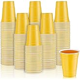 Lounsweer 100 Pack 16 Ounce Plastic Party Cups Heavy Duty Drinking Water Cups for Valentine Carnival St. Patrick's Day Holiday Festival Wedding Birthday Party Supplies(Yellow)