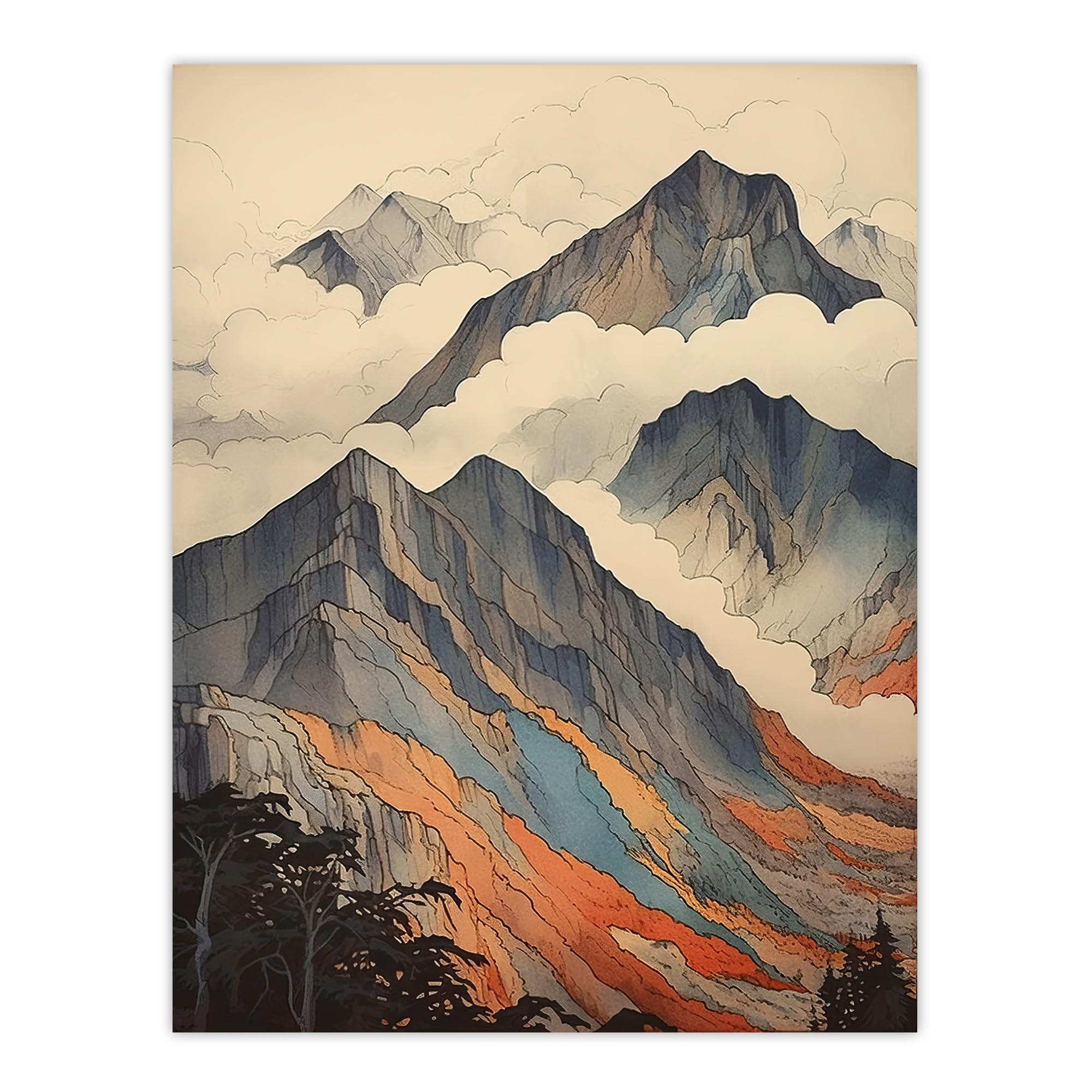 Artery8 Ben Nevis Fort William Scotland Landscape Watercolour Highlands Artwork Painting Extra Large XL Wall Art Poster Print