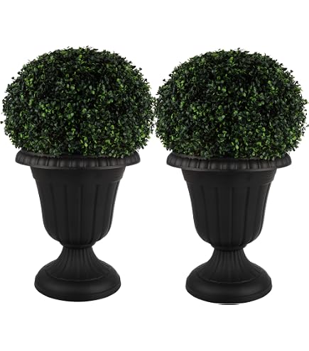 Novelty Outdoor Grecian Urn Planter – Black Plastic, 18 Inch, Flower Pot