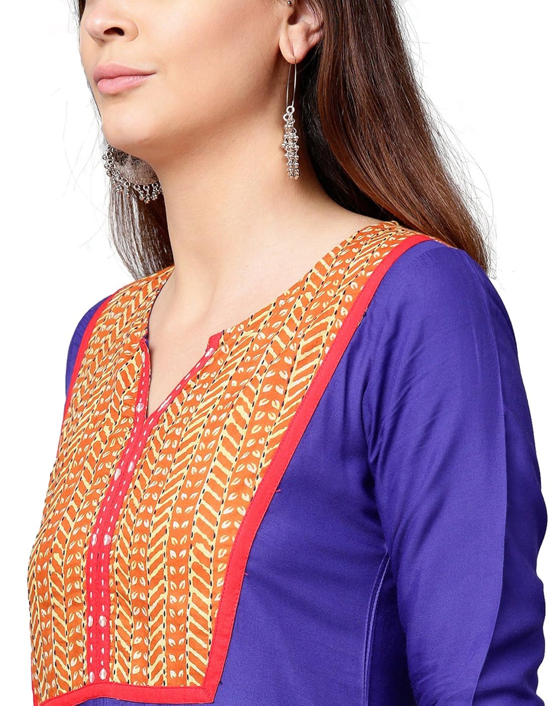 jaipur kurti women blue & mustard solid straight cotton kurta with palazzo