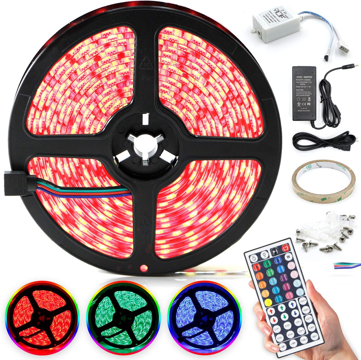 RioRand 16.4FT SMD 5050 Waterproof LEDs RGB Flexible LED Strip Light Lamp Kit 300 Light Without