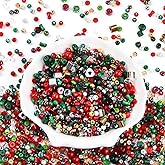 Ornaland 45g/210-330Pcs Christmas Beads for Jewelry Making Bulk Assorted Small Glass Seed Spacer Christmas Beads for Bracelets Neckalce Earring DIY Jewelry Making 2.5~12.5mm(Mixed Color)