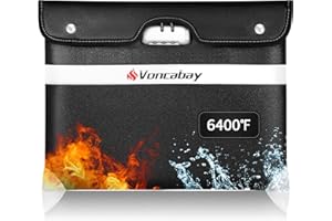 Voncabay Upgraded 6400°F Fireproof Waterproof Document Bag, Fireproof Money Bag for Cash with Password Lock and Reflective Strips, 14.2" X 11" Fireproof Document Holder Pouch for Cash & Document Safe