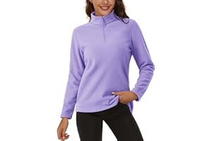 MAGCOMSEN Women's Quarter Zip Pullover Polar Fleece Sweatshirts Lightweight Stand-Collar Jacket Warm Tops