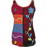 Agan Traders 2026 Summer Tops for Women - Knit Stretchy Rib Cotton Boho Gypsy Patch Cami Tank Top - Sleeveless Tops for Women
