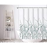 kensie Vicki Bird with Branches Shower Curtain, 72x72, Teal