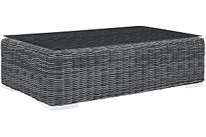 Modway Summon Wicker Rattan Outdoor Patio Coffee Table in Gray