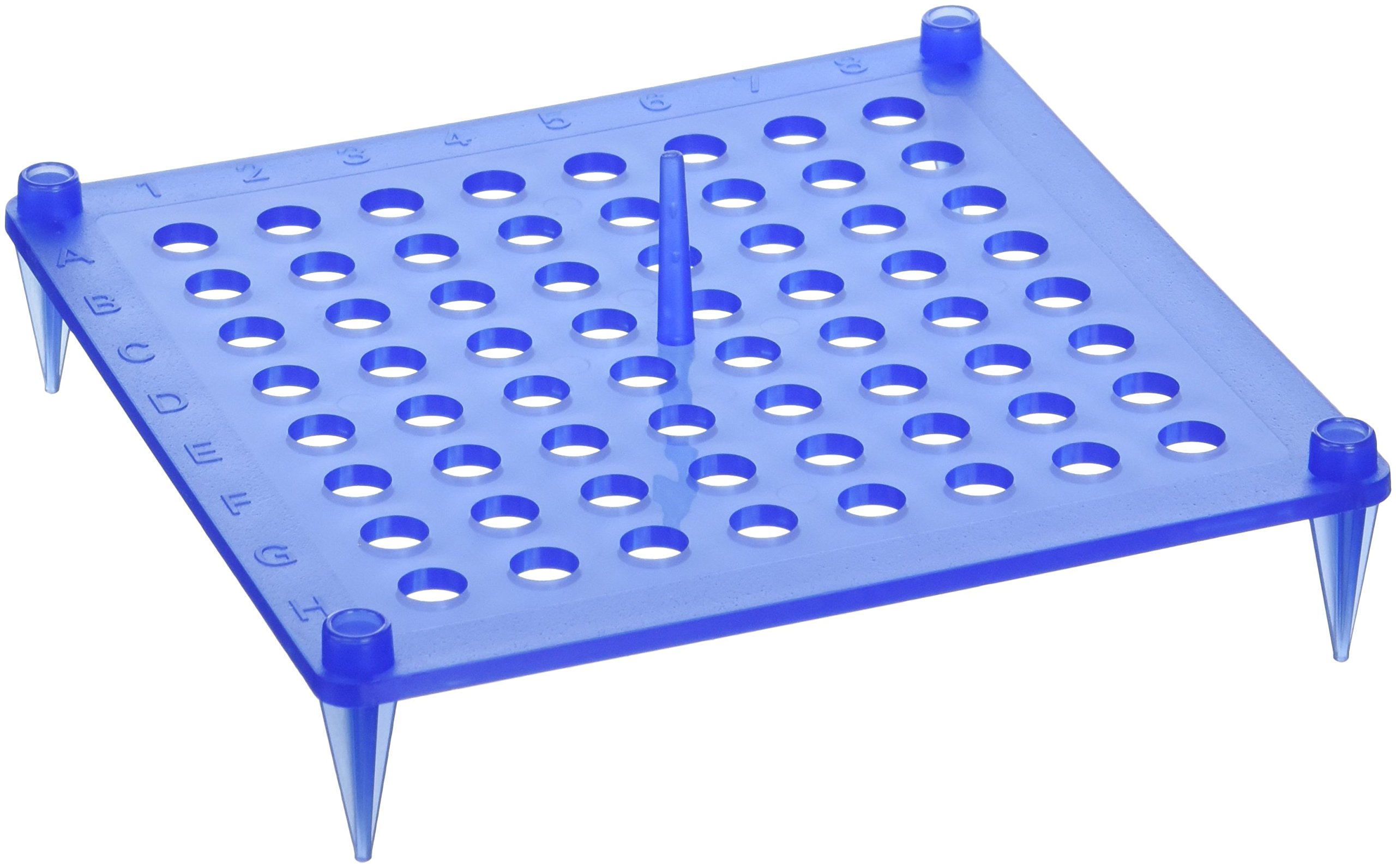 Camlab Plastics RTP/72111-B 64 Place Polypropylene Stackable Rack Insert, Blue (Pack of 10)