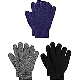 Cooraby 3 Pairs Kid's Winter Gloves Thick Warm Knitted Gloves Children Cold Weather Gloves