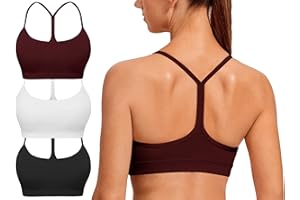 RAXNODE Spaghetti Strap Padded Sports Bras for Women - Y Back Yoga Workout Tops (3 Pack)