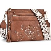 HAYRVANE Crossbody Bags for Women Designer Leather Cross Body Purses Multi Pocket Shoulder Handbags with Wide Strap