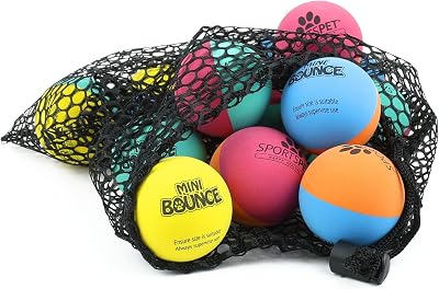 SPORTSPET Mini Bounce 15 Pack Small Rubber Dog Balls Fetch Toy