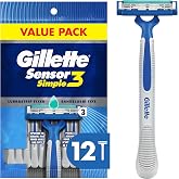 Sensor3 Simple Men&rsquo;s Disposable Razors, 12 Count
