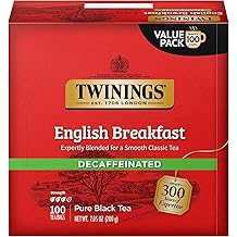 Twinings Decaffeinated English Breakfast Black Tea Individually Wrapped Bags, 100 Count (Pack of 1), Smooth, Flavourful Black