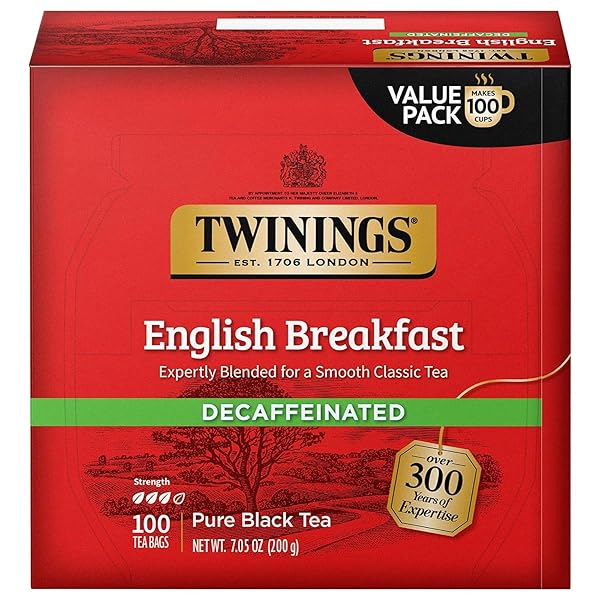 TWININGS DECAFFEINATED ENGLISH BREAKFAST BLACK TEA INDIVIDUALLY WRAPPED...