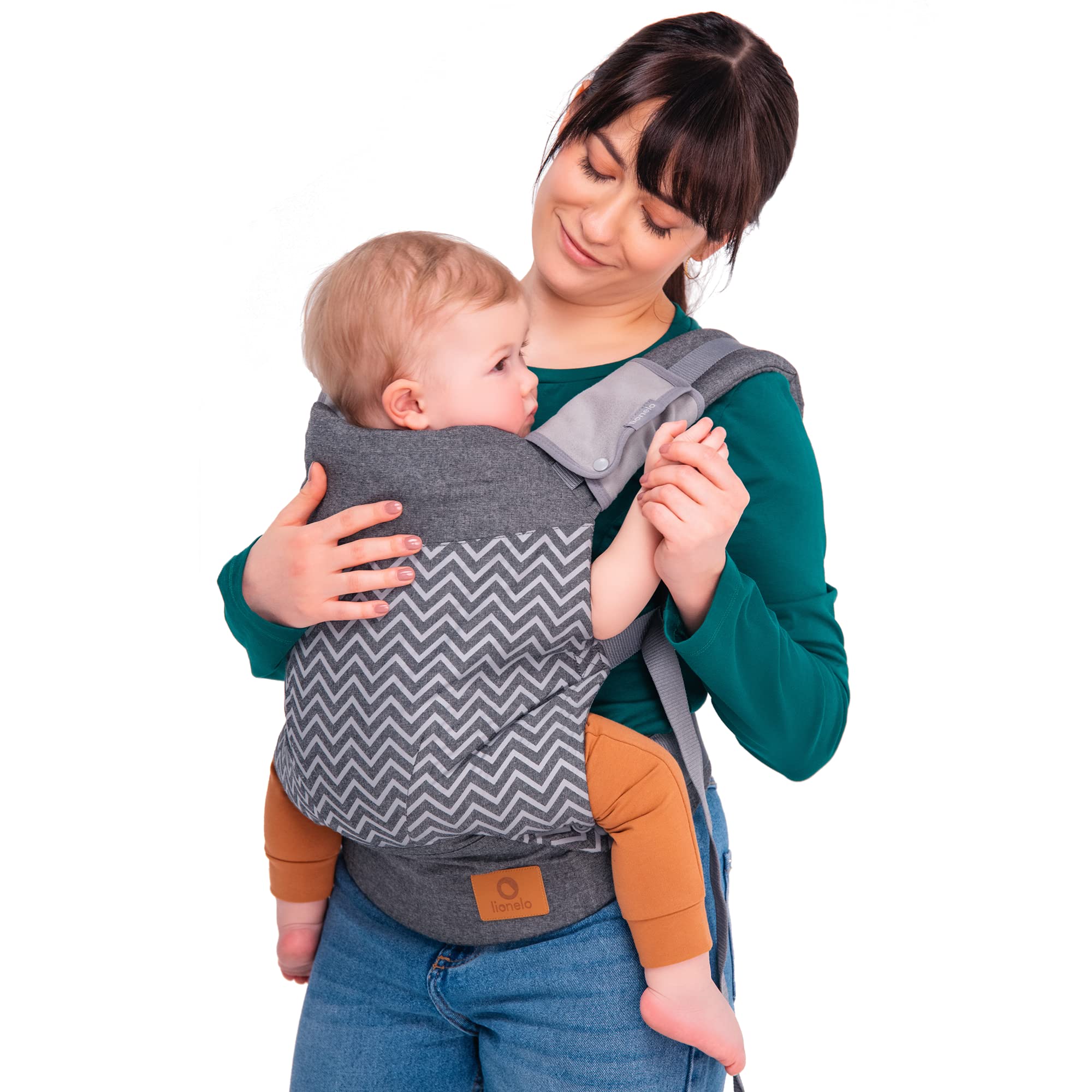 LIONELO Margareet Baby Carrier, 3 Carrying Positions, Correct Position of the Baby, Retractable Bonnet, Double Protection, Skin-Friendly Materials, Belt, TÜV Certificate (Grey)