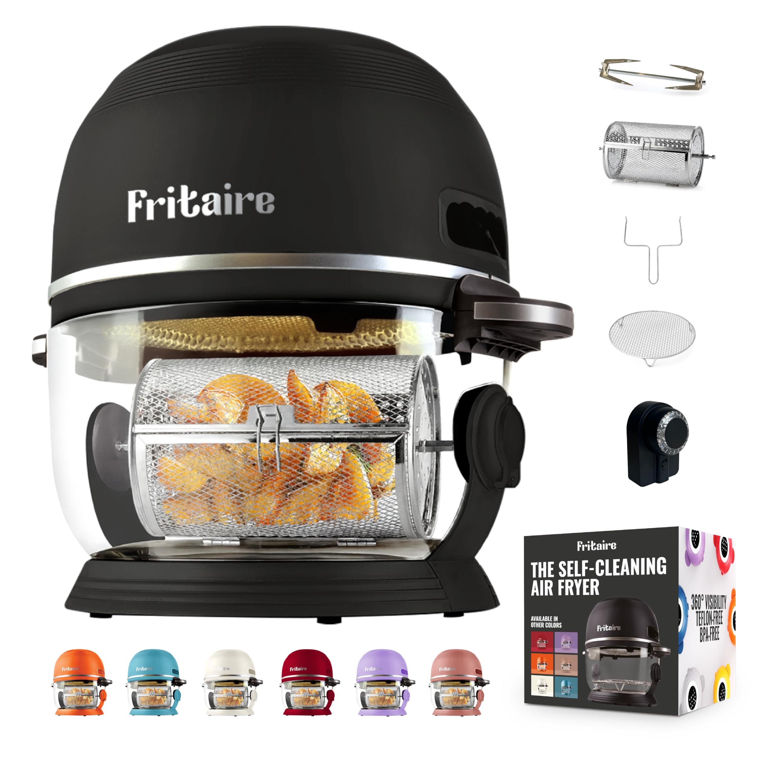 Photo 1 of Self-Cleaning Air Fryer 5 Quart with 360 Visibility, Non-Toxic, BPA-Free, 400F Vortex for Even Cooking, 6-in-1 Functions, Rotisserie, Roast, Bake, Guarantee