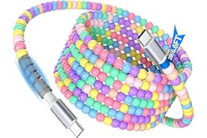 USB C Cable Beaded 6FT Cute Fast Charger Cable for iPhone 17 Pro Max 17e 16 15,60W 45W 30W USB-C to Type C PD Charge for Sams