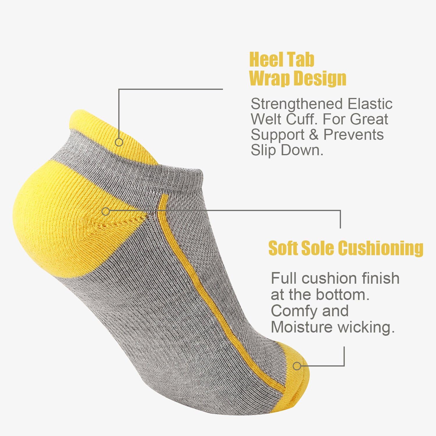 Heatuff Womens Low Cut Ankle Athletic Socks Cushioned Running Performance Breathable Tab Sock 6 Pack: Clothing