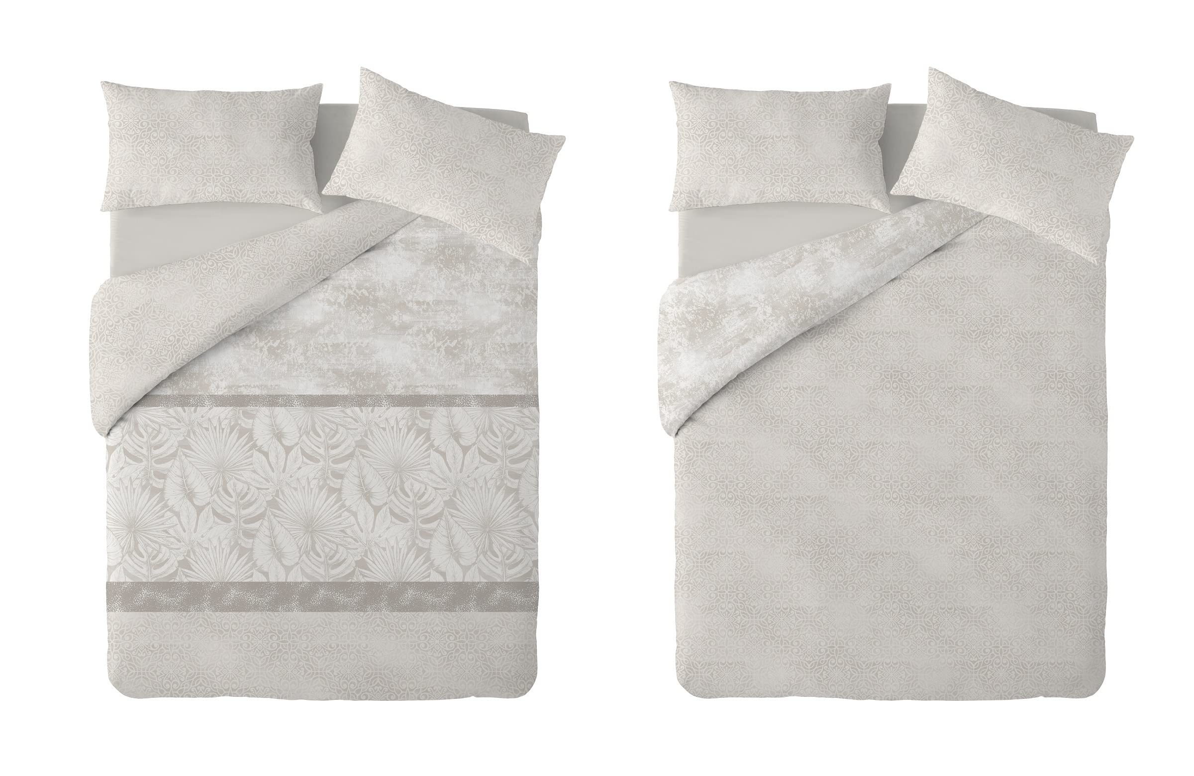 Textilhome - Bedding Duvet Cover Set king size Reversible printed, kingsize 240x220cm, Cover Set king Cover with 2 Pillowcase 70x40cm. Natural