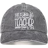 InnoBeta Teacher Appreciation Gifts Cap for Women Men, Adjustable Embroidered Baseball Hat for Teacher Appreciation Day, Christmas, Retirement - Awesome Teacher Grey
