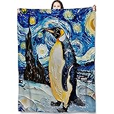 Turamurra Penguin Throw Blanket Gifts for Adults Kids, Colorful Penguin Blankets for Living Room Bedroom Decor, Fuzzy Warm Flannel Plush 50"x60"