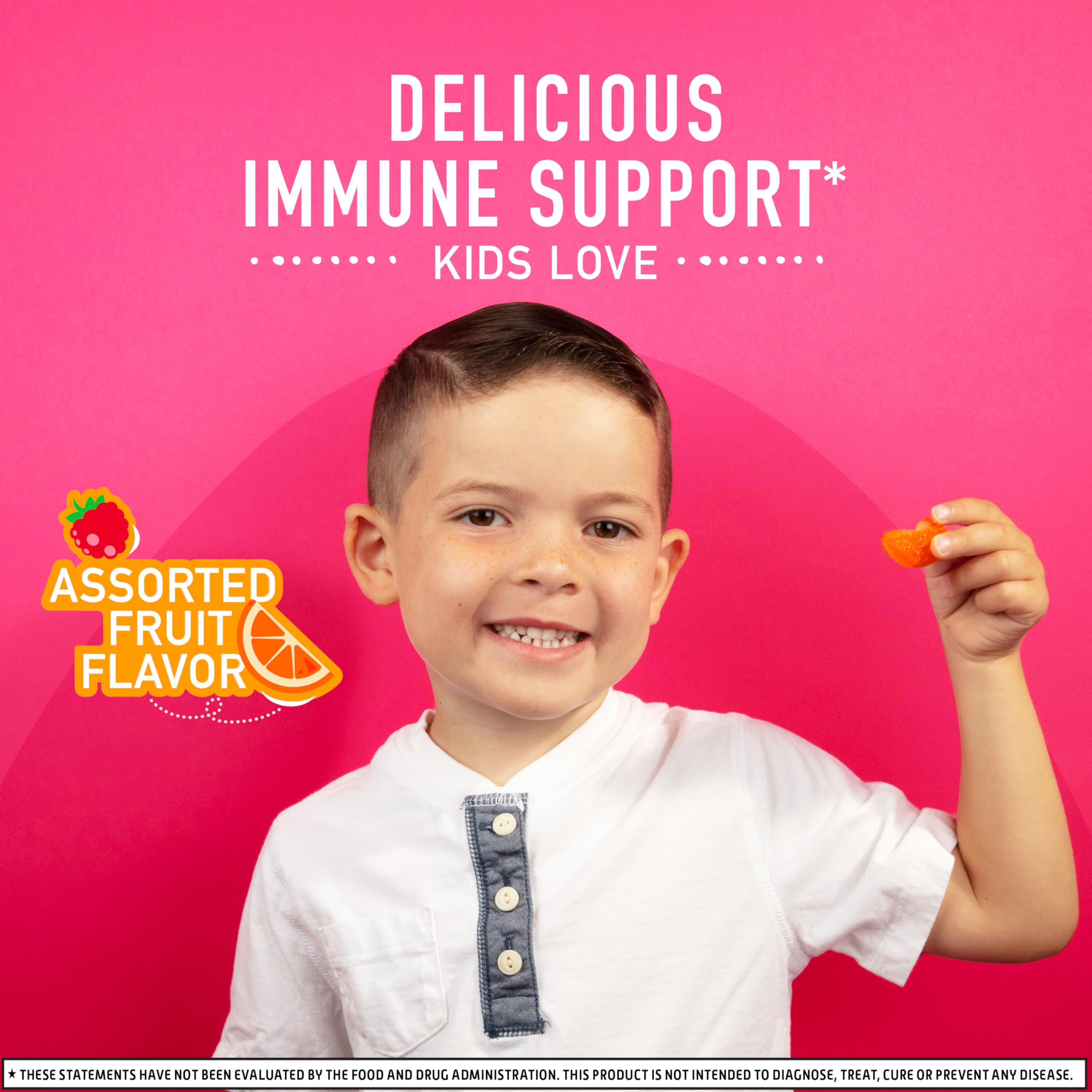Airborne Vitamin C 500mg (per Serving) - Assorted Fruit Flavored Kids Gummies (63 Count in a Bottle), Gluten-Free Immune Support Supplement with Vitamins C E, Selenium