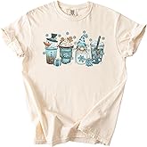 Comfort Colors® Winter Coffee Christmas Shirt, Cute Holiday Drinks T-Shirt, Snowman Cocoa & Gnome Mug Tee, Festive Hot Chocolate Shirt, Cozy Tee