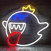 King Boo Neon Sign, King Boo Shaped LED Sign for Game Room Decor, Dimmable USB Powered Gaming Lights for Teen Boy Room Gaming Wall Decor, Best Gamer Gifts for Boys, Kids,