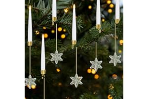 AFINETH Flameless Taper Candles for Christmas Tree Decorations, Battery Operated Christmas Candles with Remote, 12 Pack Flickering LED Candles with Clear Snowflake Hooks for Xmas Tree Decoration