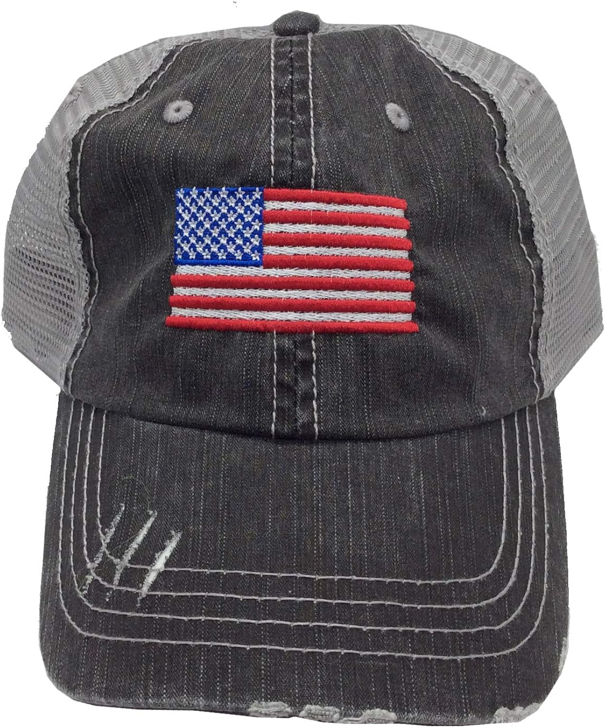 gray american flag hat