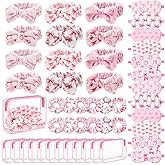 Kajaia 48 Pcs Sleepover Party Supplies for Girls Spa Part Favor Slumber Party Supplies for Women Headband Eye Mask Hair Scrunchies Toiletry Bag