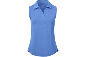 BGOWATU Women's Sleeveless Golf Polo Shirts Collared V Neck Tennis Tank Tops UPF 50+ Quick Dry Lightweight