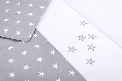 Amilian® Baby Bettwäsche Design: Sternchen Grau, 80x80 cm + 35x40 cm (2 tlg.)