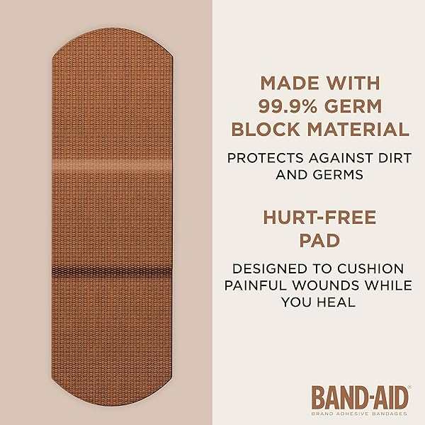BAND-AID BRAND OURTONE ADHESIVE BANDAGES, FLEXIBLE PROTECTION & CARE OF MINOR CUTS & SCRAPES, QUILT-AID PAD FOR PAINFUL WOUNDS, BR45, ASSORTED SIZES, 30 CT
