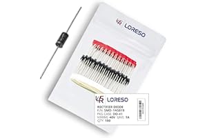 LSR LORESO LORESO 1N5819 Diode, Pack of 100 - Schottky Barrier Rectifier Diodes Axial 5819 1N5819 40V 1.0A DO-41 1.0 Amp 40 Volt