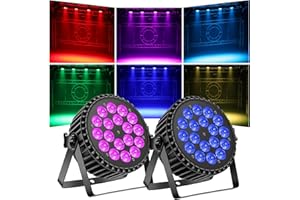 ZEMOJ Par Lights LED Stage Lights, 180W RGB + UV Uplights Stage Lighting Effect by DMX and Sound Control Stage Lighting for Party Bar Disco DJ Live Show Wedding (2 Packs)