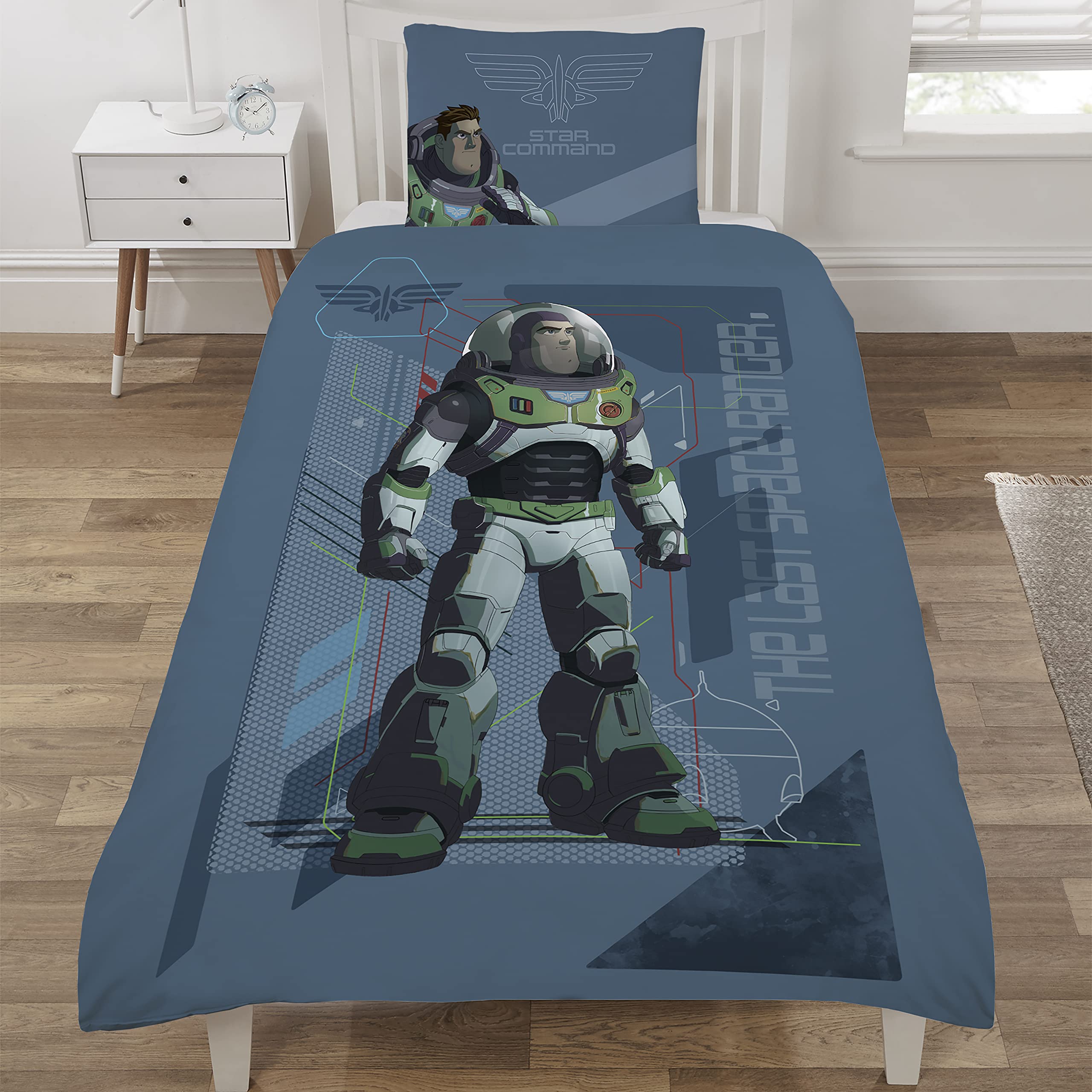 Coco Moon Disney Pixar Buzz Lightyear Space Ranger Reversible Single Duvet And Pillow Bedroom Accessories Bedding Set For Boys And Girls
