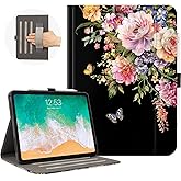 Vimorco for iPad Pro 11 Inch Case M5/M4 2025/2024, Pink Flower for iPad Pro Case 11 Inch M5/M4 for Girls & Women, Pencil Holder/Hand Strap/Pocket, Adjustable Angle, Auto Sleep/Wake, Floral Butterfly