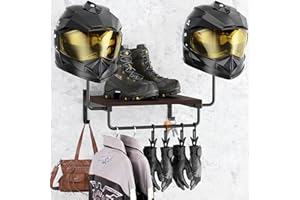 Motorcycle Helmet Holder Wall Mount, Motorcycle Gear Rack, Football Helmet Stand, Helmet Hanger with Hooks and Clips, YITOBA 