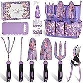 Gardening Tools, WisaKey 10 Piece Heavy Duty Purple Garden Tool Set Durable Garden Supplies Organizer Bag Garden Hand Tools Grandmother Granny Valentine's Gift for Woman