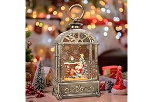 LSISOVO Christmas Snow Globes Lantern,Musical Snow Globe,Christmas Decorations Indoor for Home,Battery Or USB Powered,with 6 Hour Timer,Christmas Lantern for Festival Decoration,Santa Claus