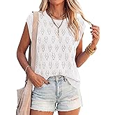 PRETTYGARDEN Crochet Tops for Women 2026 Summer Sweater Vest Knit Cap Sleeve Hollow Out Tank Coverup Spring Fashion Clothing