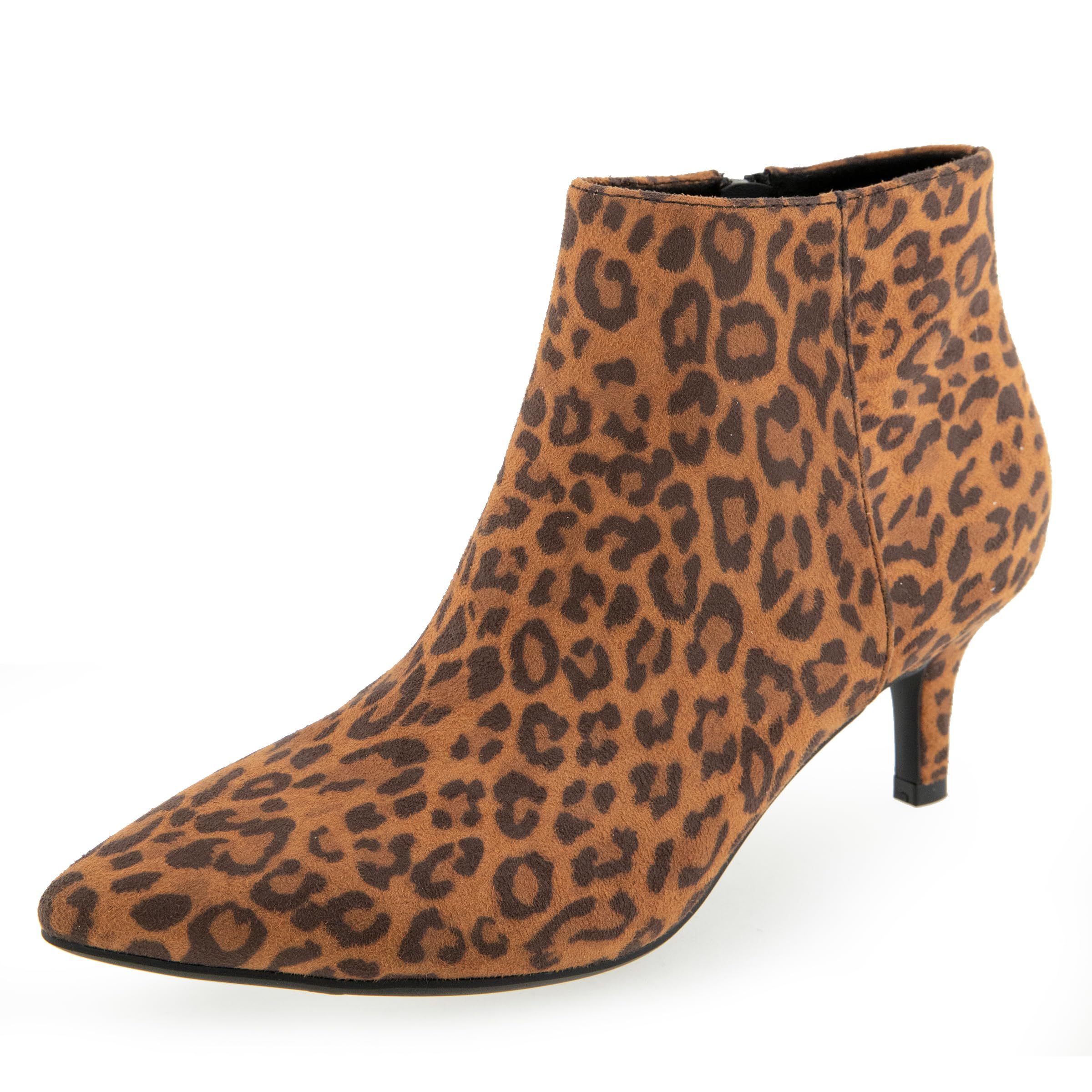 Aerosoles Women’s EDITH Ankle Mid Heel Booties, Leopard Faux Suede, 8.5W