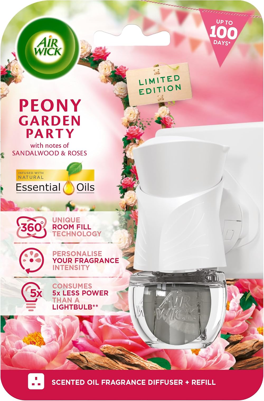 Air Wick Peony Garden Party Plug In Diffuser Kit 1 Device & 1 Refill 19ml
