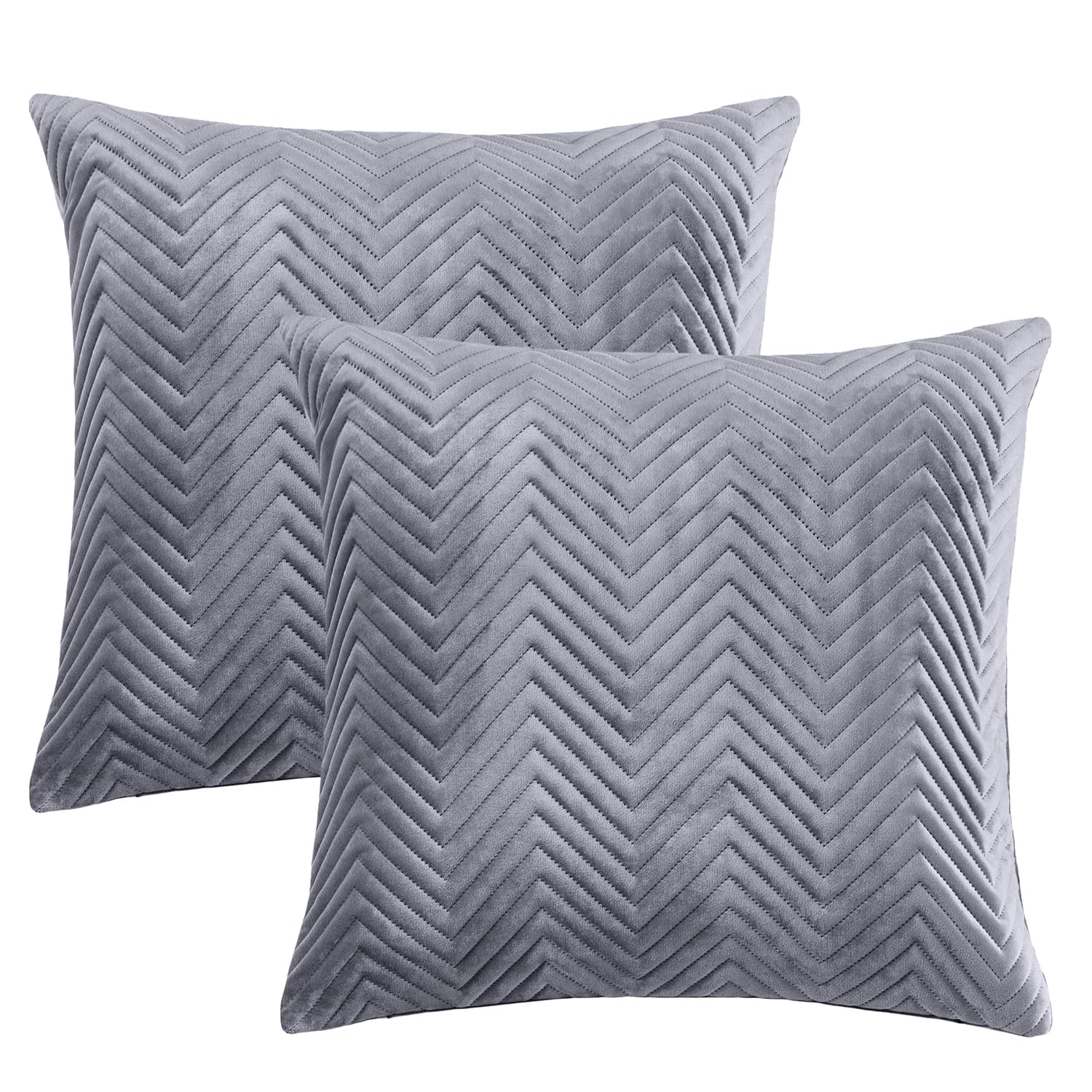 BedLooms Premium Grey Velvet Cushion Covers Set of 2 (45x45 cm / 18x18 Inch) – Soft Ultrasonic Stitch, Hidden Zipper, Luxury Decorative Throw Pillow Cases for Sofa, Couch & Living Room