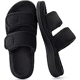 RockDove Womens Dual Strap Arch Support Adjustable Slide Slipper with Featherlight Coral Fleece Indoor Outdoor Non Slip Rubber Sole Gift Idea